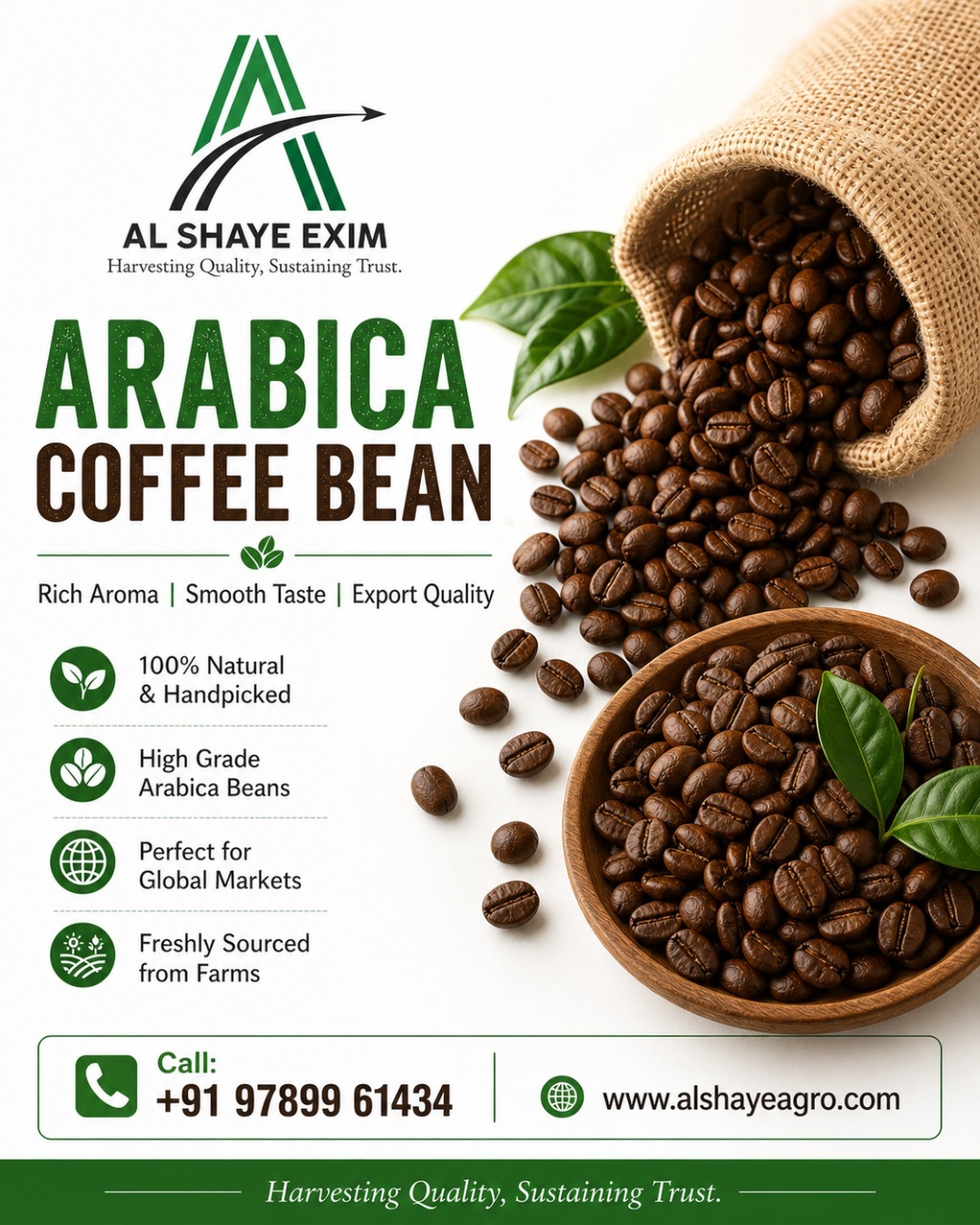  Experience the rich aroma and premium taste of export-quality Arabica Coffee Beans from AL SHAYE EXIM.