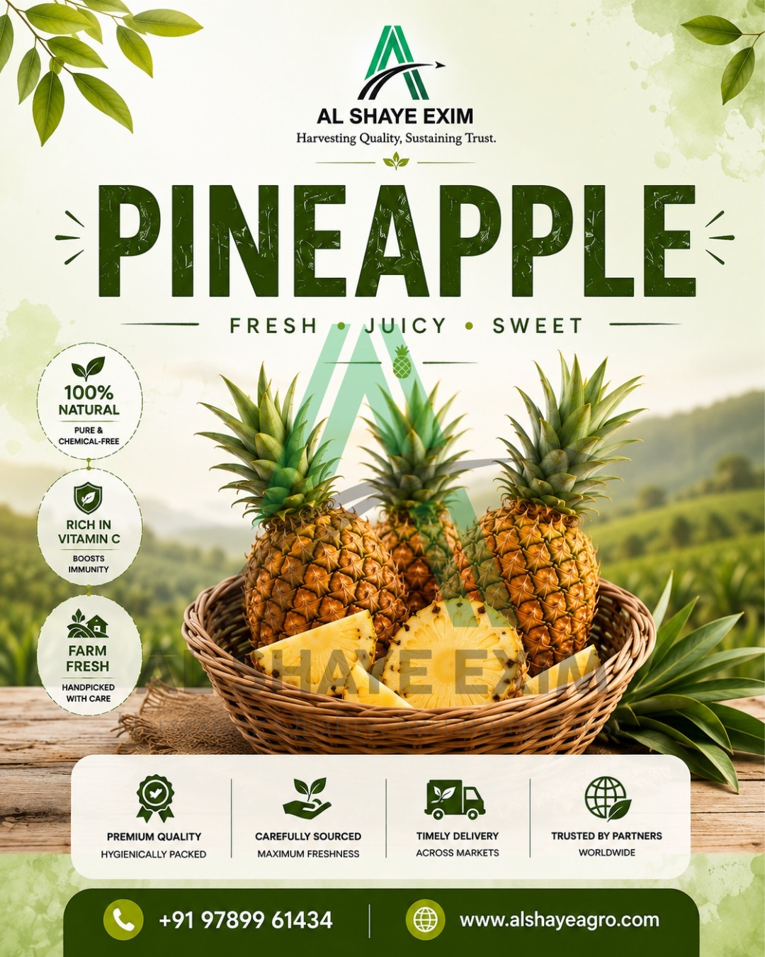 Discover the goodness of Farm-Fresh Pineapples from Al Shaye Exim!